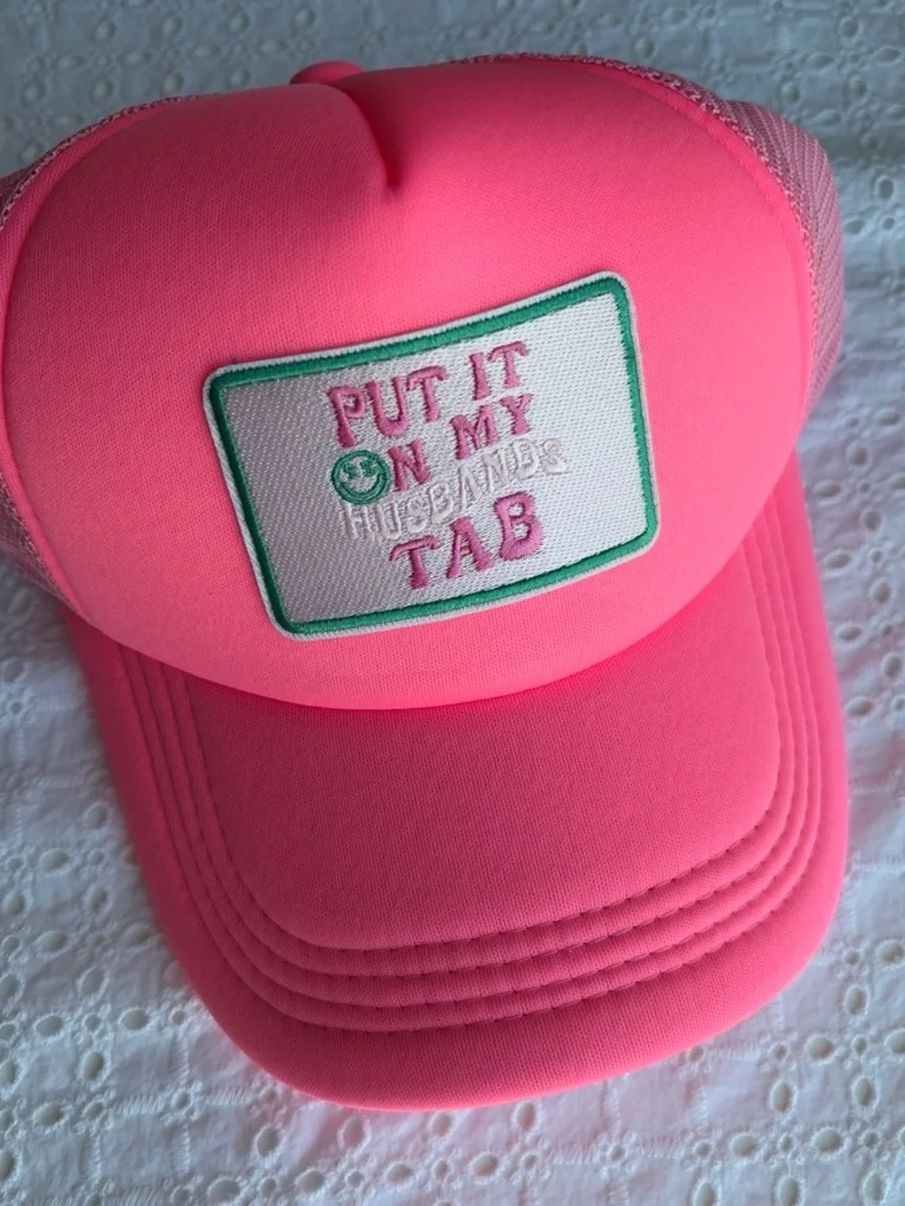 Women’s Hot Pink Trucker Hat with Fun Patch